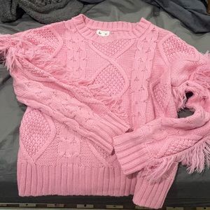 Bubblegum Pink Fringe Sweater